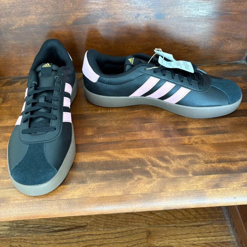 Adidas Men's VL Court 3.0 Black and Pink Sneaker JH6610 Athletic Sporty 13